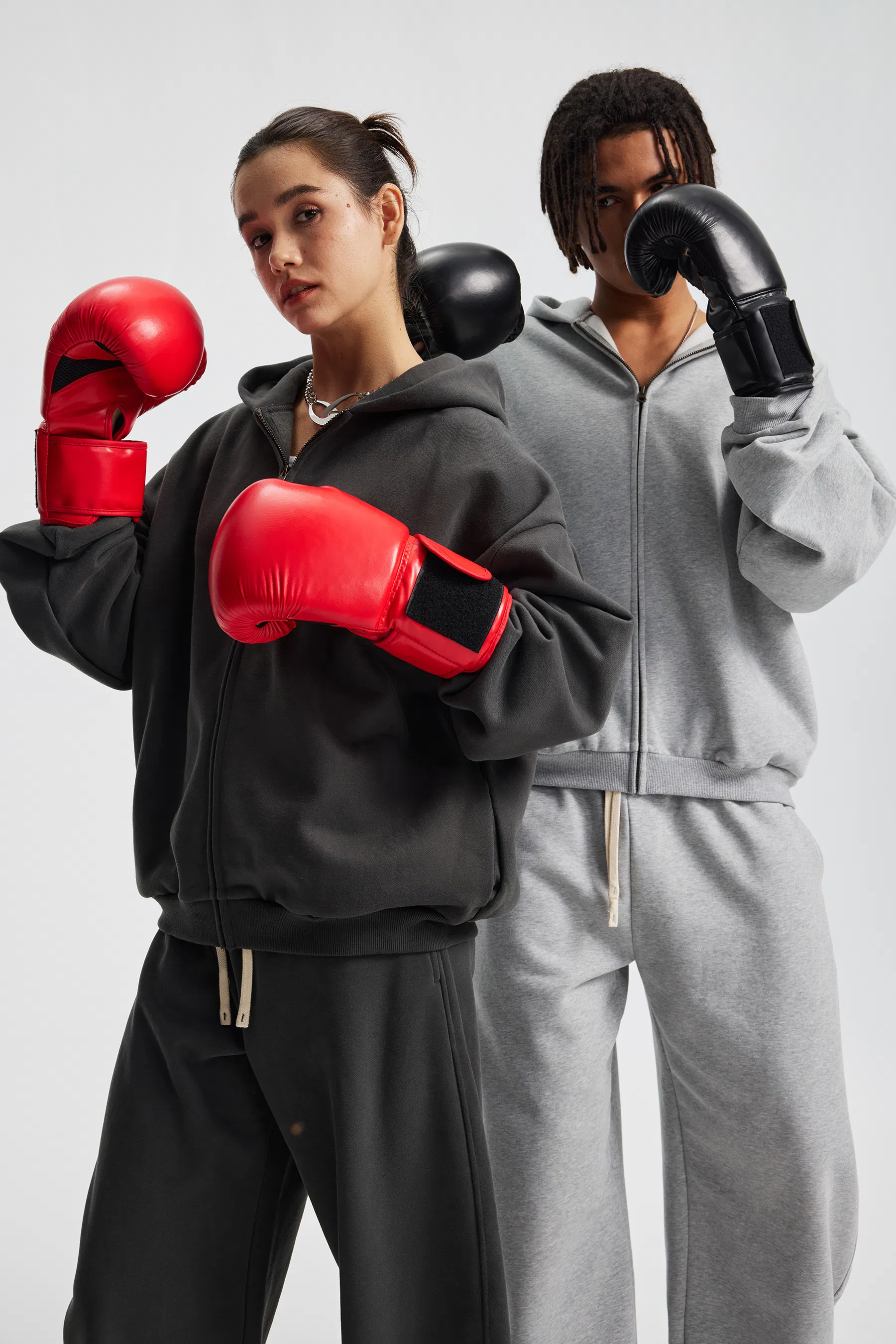 Oversized Drop Shoulder Full Zip Cotton Hoodie Custom Logo Embroidery Dtf Bulk Wholesale