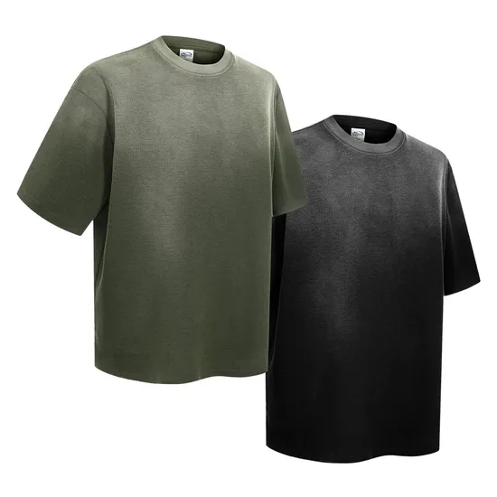 High-Quality Ombre Washed Cotton Blank T-Shirt Bulk Wholesale for Custom Embroidery and Printing Business