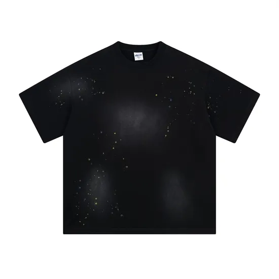 Blank Distressed Splash Print Cotton T-Shirt Accept Custom Design DTG Print for Global Bulk Buyers