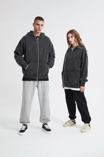 Plain Retro Zip up Hoodie All in One Custom Print Embroidery Factory Wholesale Lots