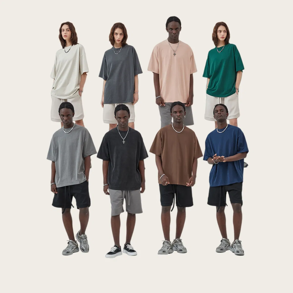 Unisex Hip Hop Loose Washed Cotton T-Shirt Accept Brand Custom for Global Clothing Wholesalers