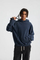 100% Cotton Front Back Spliced Hoodie Raw Edge Wax Wash Wasteland Custom Logo Wholesale