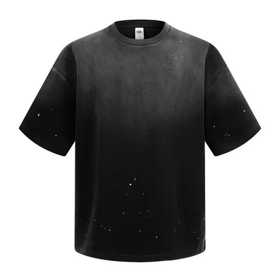 Splatter Paint Pure Cotton Tee Make Custom Logo Embroidery Digital Print for Wholesale Clients