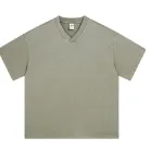 Drop Shoulder Unisex Loose V Cotton Tee Custom Art Embroidery DTG Large Quantity Wholesale Supply