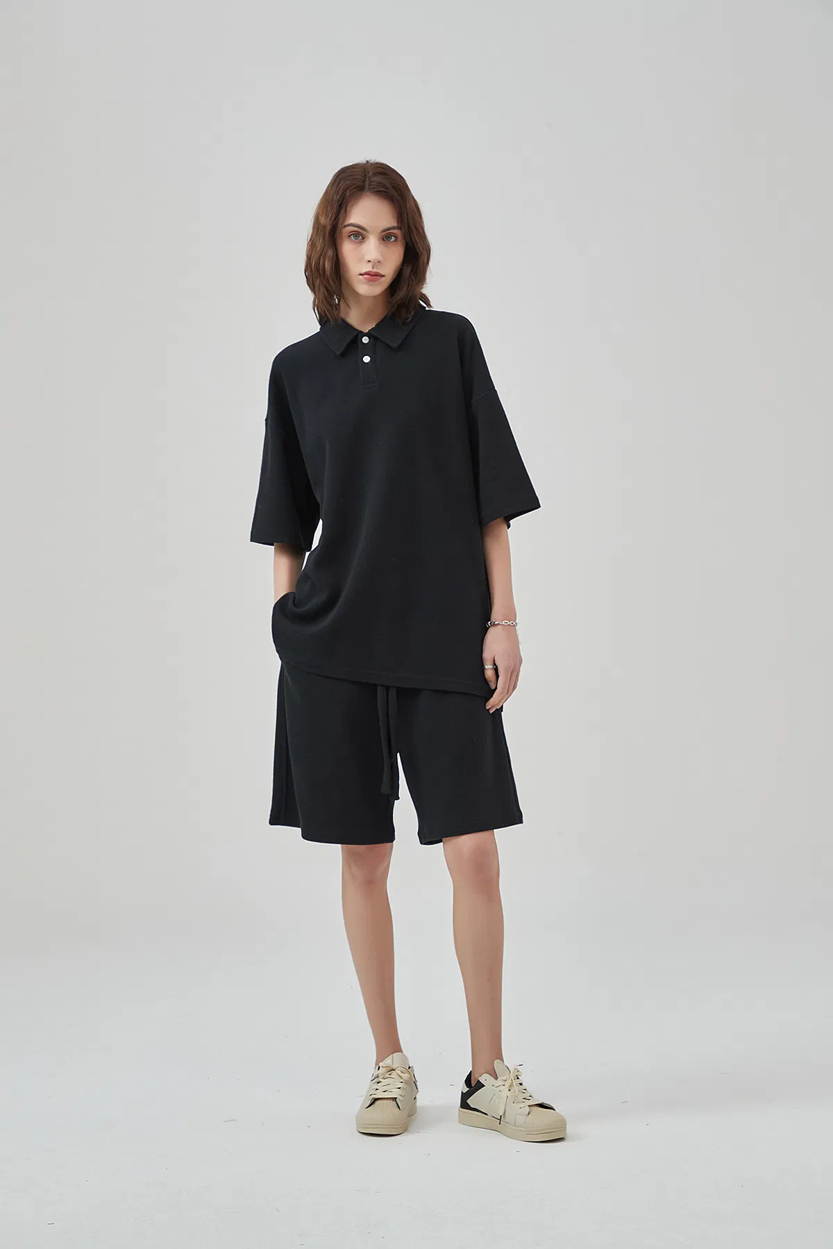 Blank Oversized Collar Split Hem T-Shirt Accept Custom Design DTG Print for Global Bulk Buyers