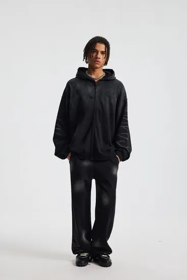 Faded Gradient Zip Hoodie DIY Custom Artwork Embroidery Bulk in Stock Now