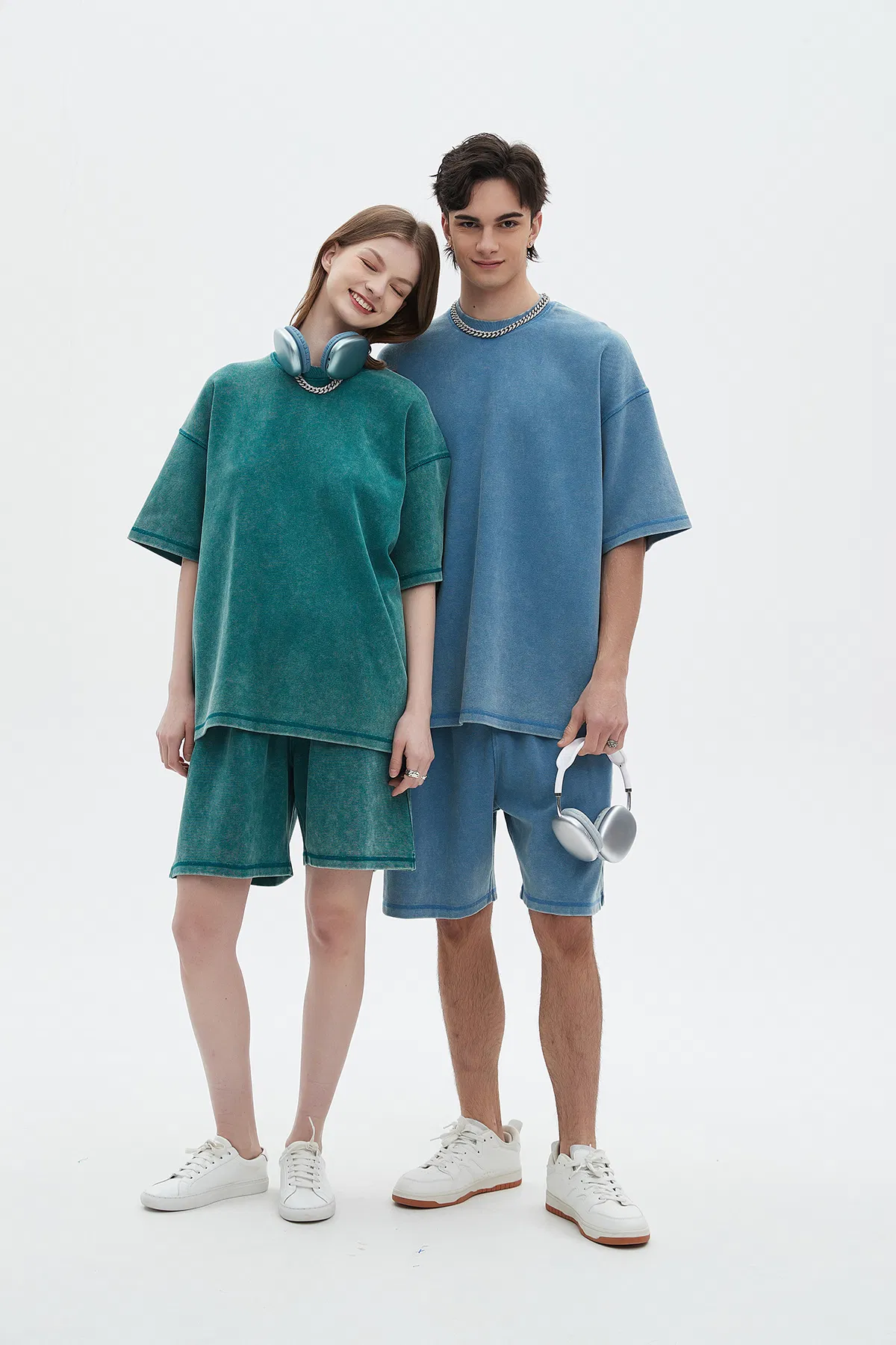 Pigment Washed Blank T-Shirt Supports Custom Logo Embroidery DTG Bulk Orders