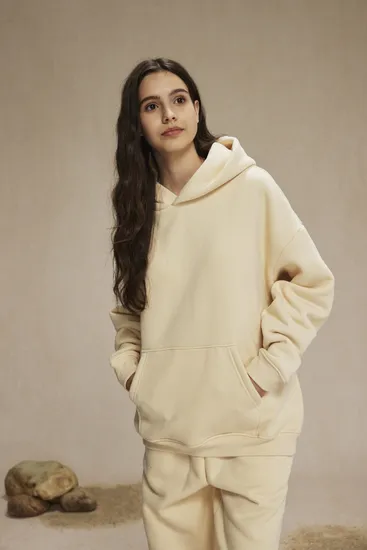 Oversized No Drawstring Hoodie Custom Logo Embroidery Fast Lead Time Bulk