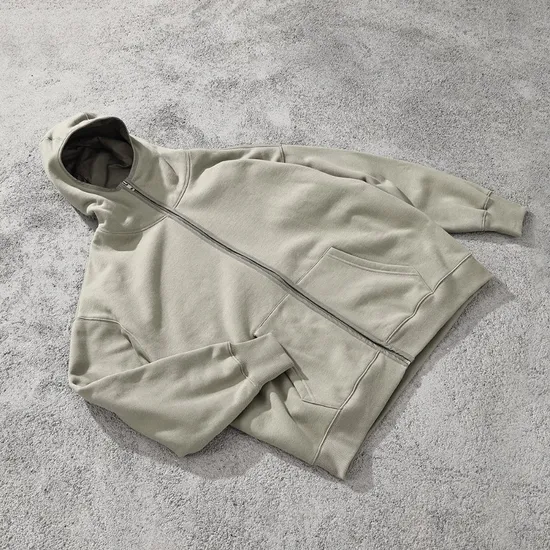Custom Plain Oversized Zip Hoodie Logo Embroidery Dtf Bulk Factory Production