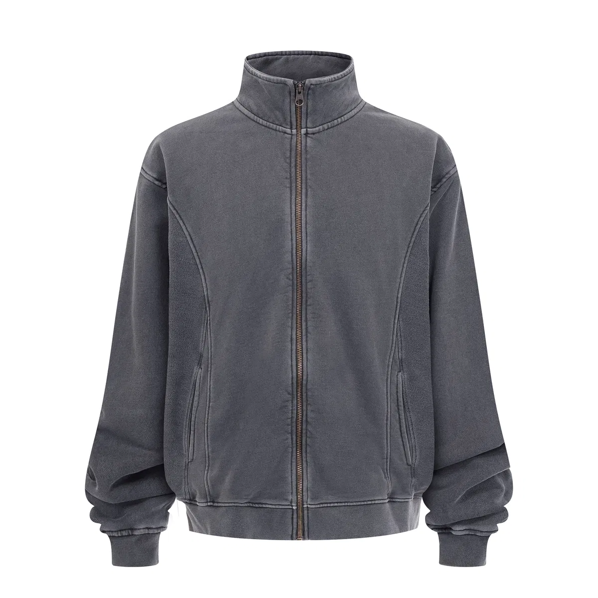 Heavy French Terry Full Zip Stand Top Accept Brand Logo for Large Volume Bulk Orders