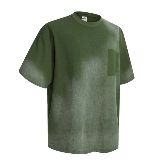 Retro Ombre Cotton T-Shirt Allows Small Batch Custom Logo Embroidery and DTG Service