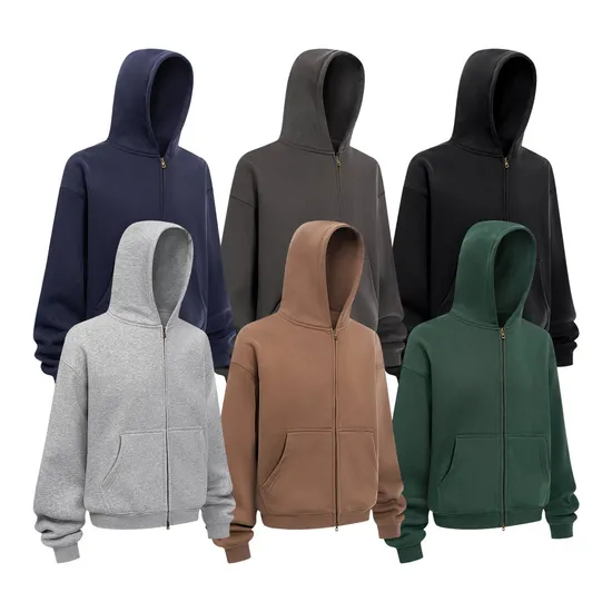 Premium Pure Cotton Zip Hoodie Support Custom Logo Embroidery Dtf Print Bulk Wholesale