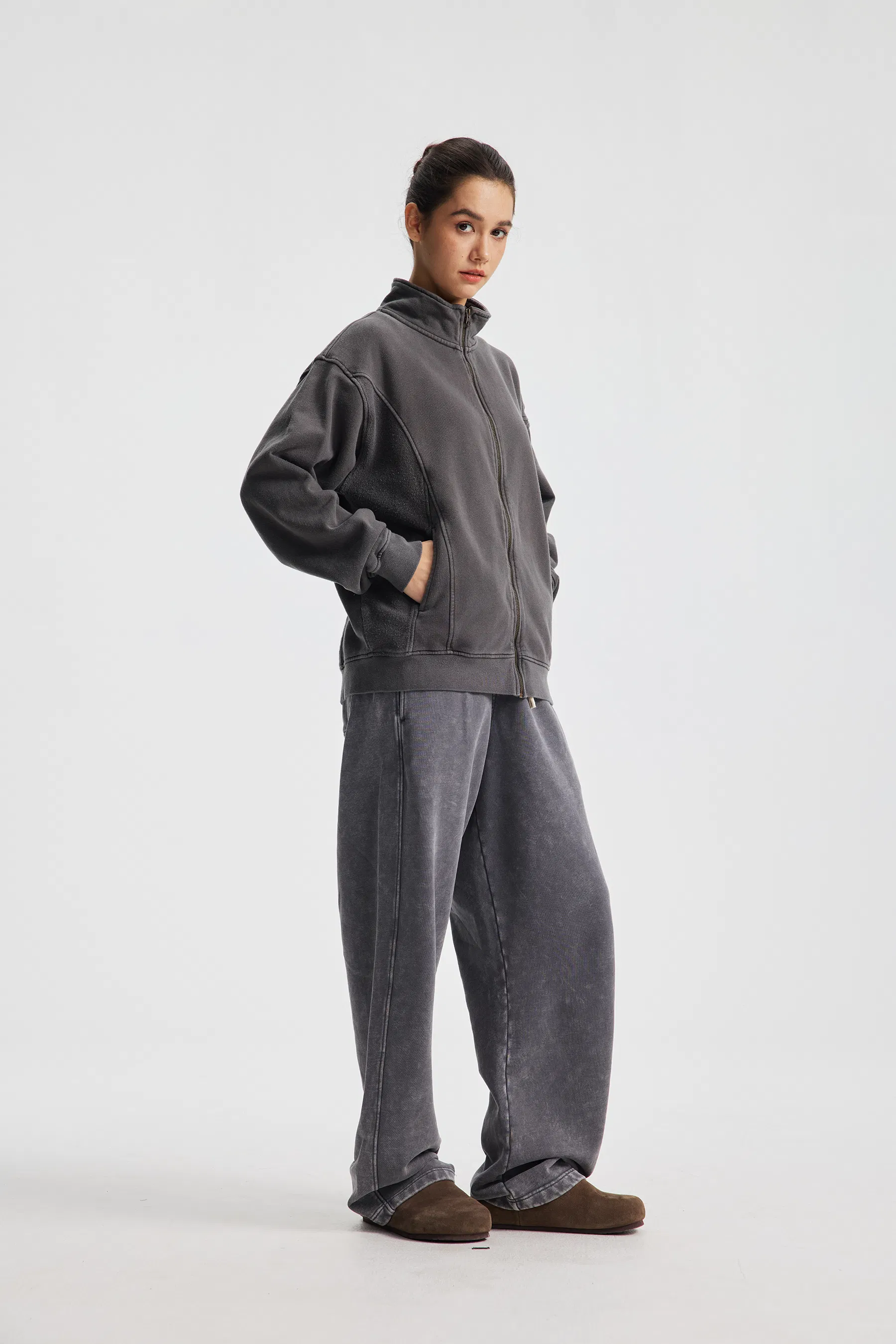 Unisex Oversized Blank Seam Detail Zip Jacket Personal Custom Logo Factory Direct Bulk Sale