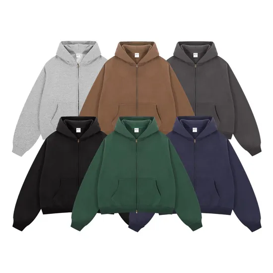 Oversized Pure Cotton Zip Hoodie Custom Logo Embroidery Dtf Print Bulk Wholesale Supply