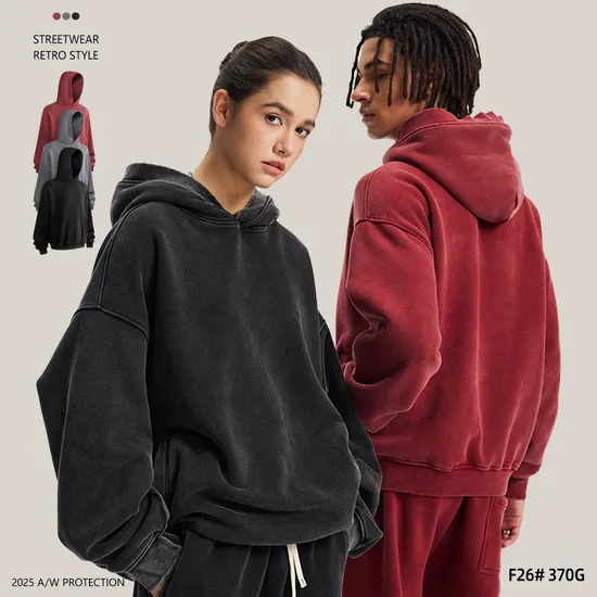 Heavyweight Washed Cotton Hoodie Accept Custom Logo Embroidery DTG Bulk Wholesale Supply