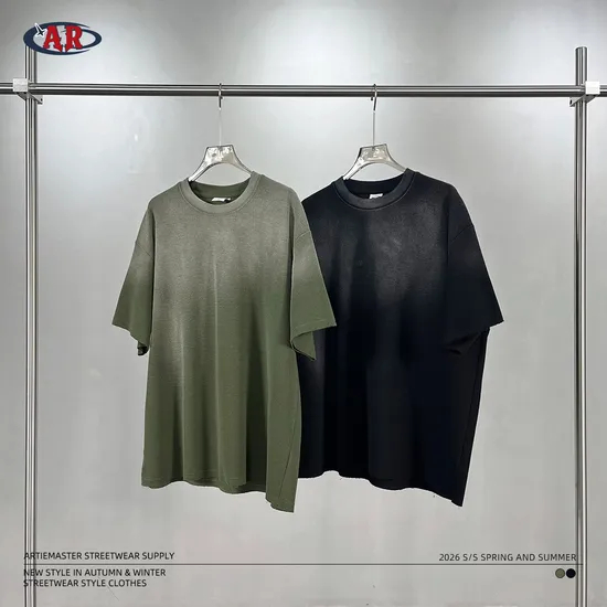Retro Gradient Cotton T-Shirt Allows Batch Custom Logo Embroidery and DTG Service