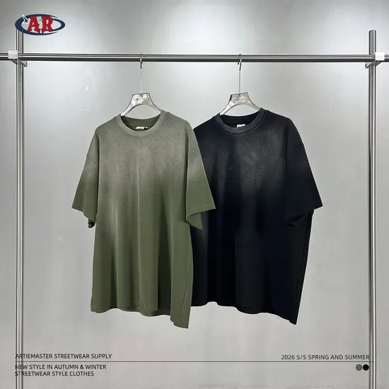 Retro Gradient Cotton T-Shirt Allows Batch Custom Logo Embroidery and DTG Service