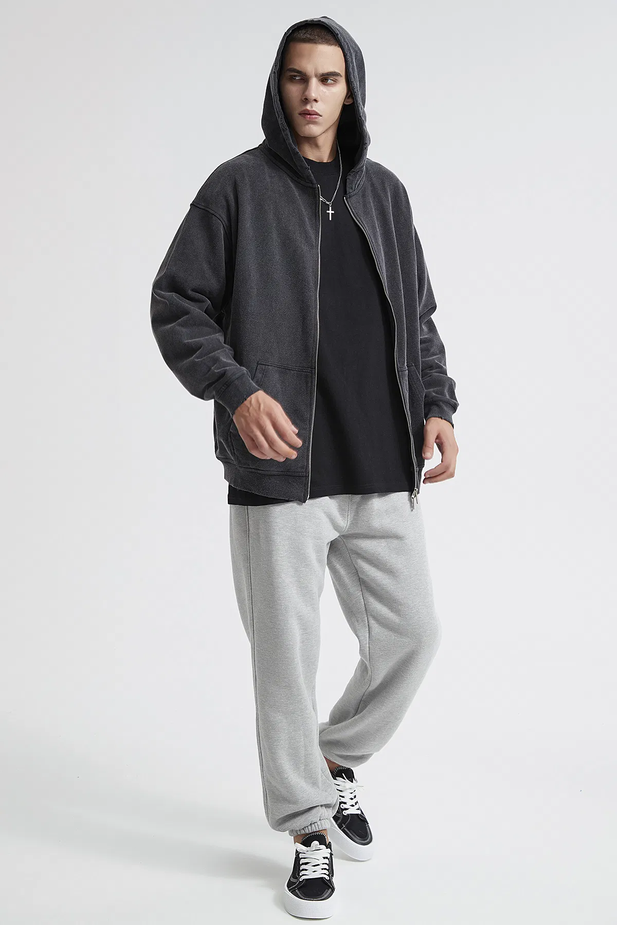 Plain Retro Zip up Hoodie All in One Custom Print Embroidery Factory Wholesale Lots