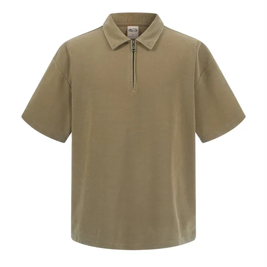 American Vintage Half Zip Cotton Polo Support Custom Logo Embroidery DTG Bulk Wholesale Order