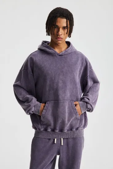 Soft Washed Wax Dyed Hoodie DIY Custom Artwork Embroidery Bulk in Stock