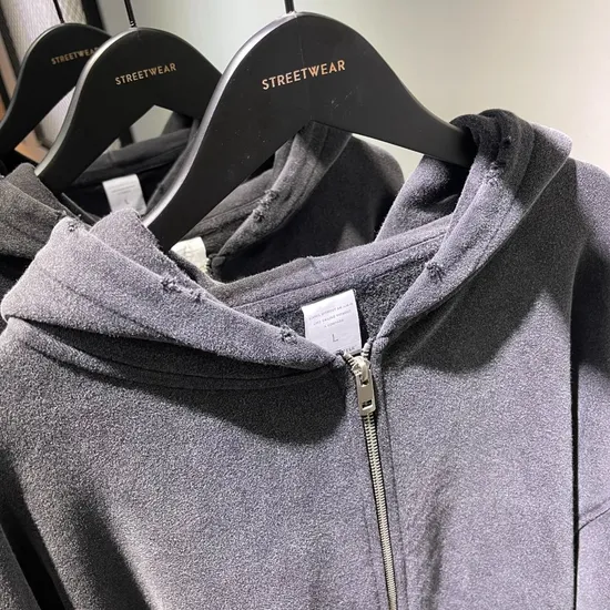 Vintage Black Gray Oversized Zip up Hoodie Personal Custom Logo Factory Direct Bulk Sale