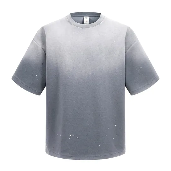 Splatter Paint Pure Cotton Tee Make Custom Logo Embroidery Digital Print for Wholesale Clients