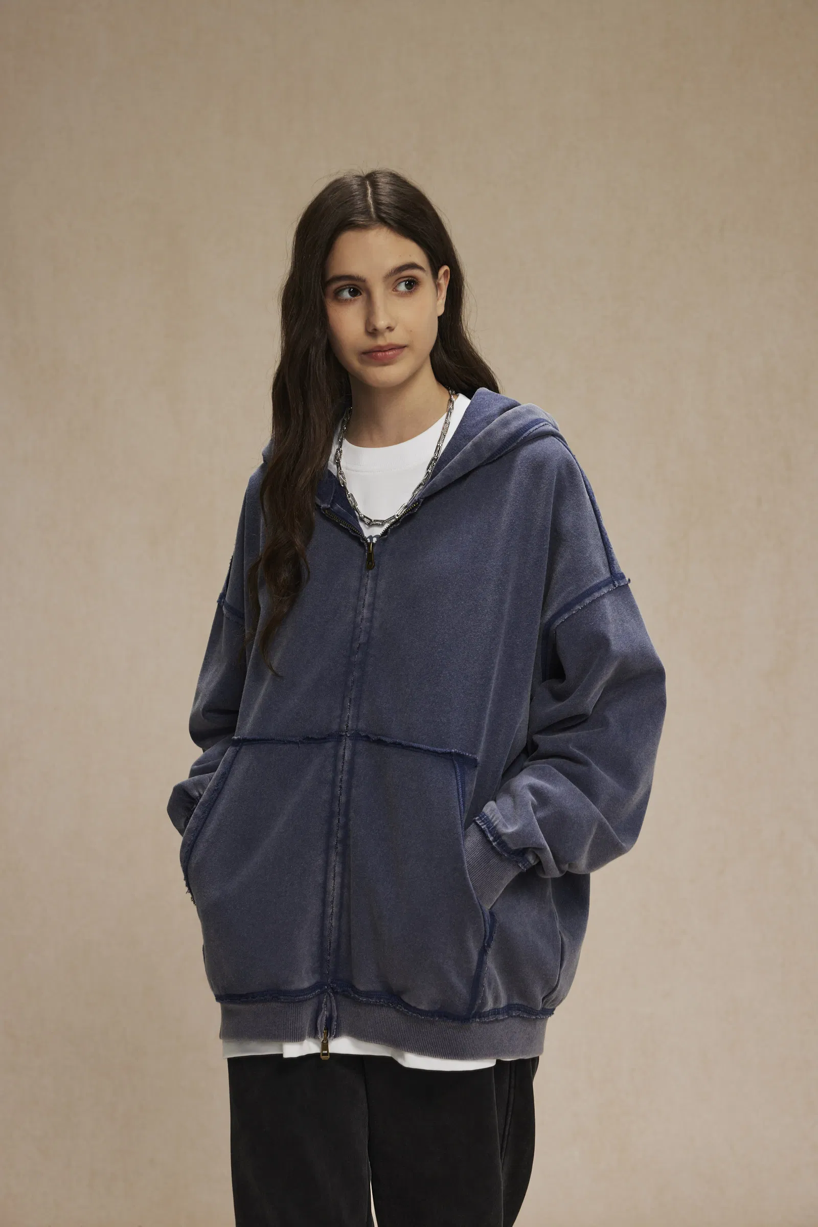 Classic Washed Multi-Color Full Zip Cotton Hoodie Custom Logo Wholesale for Clothing