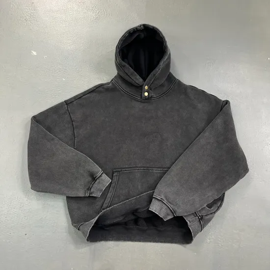 Button Collar Batik Washed Cotton Hoodie Custom Logo Embroidery DTG Bulk Wholesale Supply