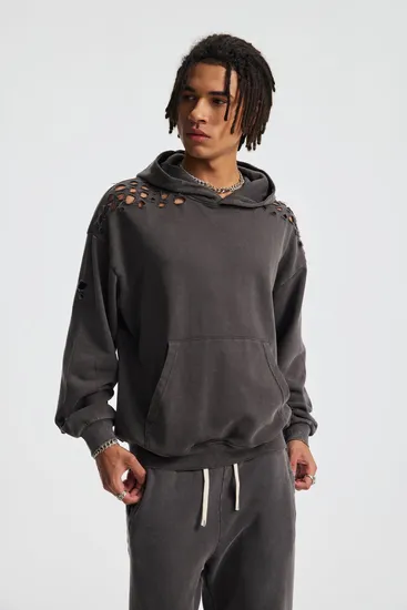 Distressed Washed Cotton Hoodie Custom Logo Embroidery Dtf Bulk Wholesale