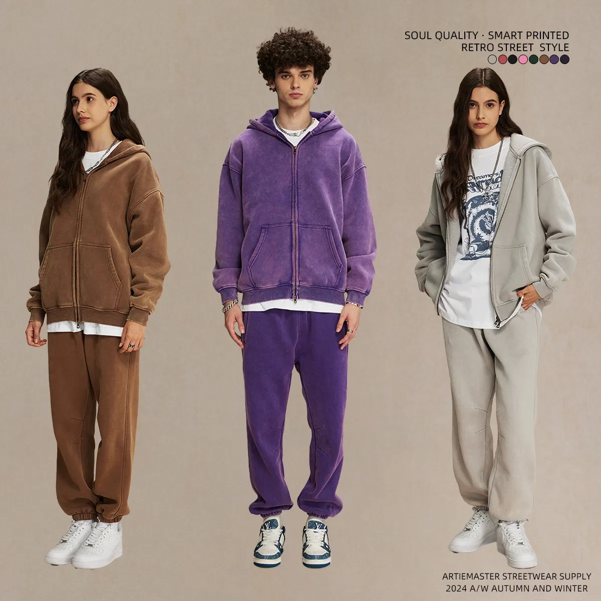 Unisex Oversized Vintage Washed Zip up Hoodie Personal Custom Logo Factory Direct Bulk