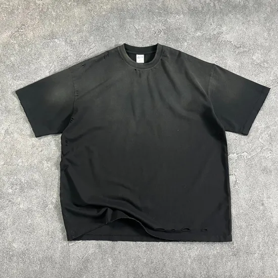 Oversized Vintage Distressed Cotton Blank T-Shirt Supports Custom Logo Embroidery DTG Printing Bulk Orders