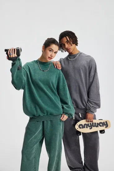 Batik Cotton Crew Neck Sweatshirt Custom Logo Embroidery DTG Print Bulk Wholesale Order