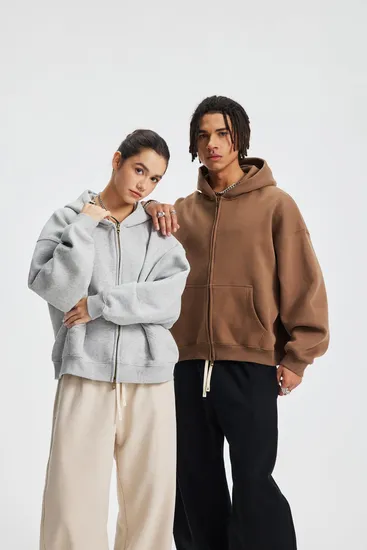 Premium Pure Cotton Zip Hoodie Support Custom Logo Embroidery Dtf Print Bulk Wholesale