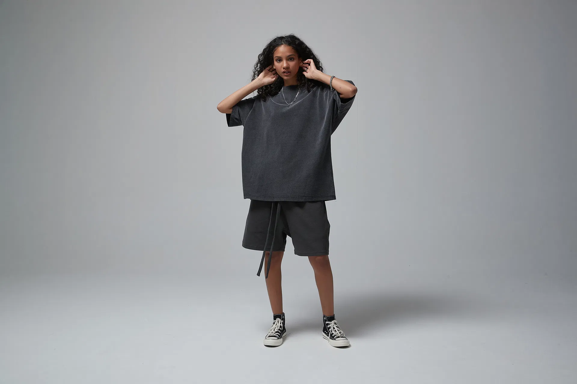 Multi-Size Loose Washed Pure Cotton Tee Customized Design DTG Embroidery for Reseller Bulk Purchase Needs