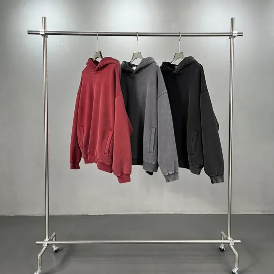 Three Colors Heavyweight Cotton Hooded Top Custom Embroidery Logo Bulk Apparel Order