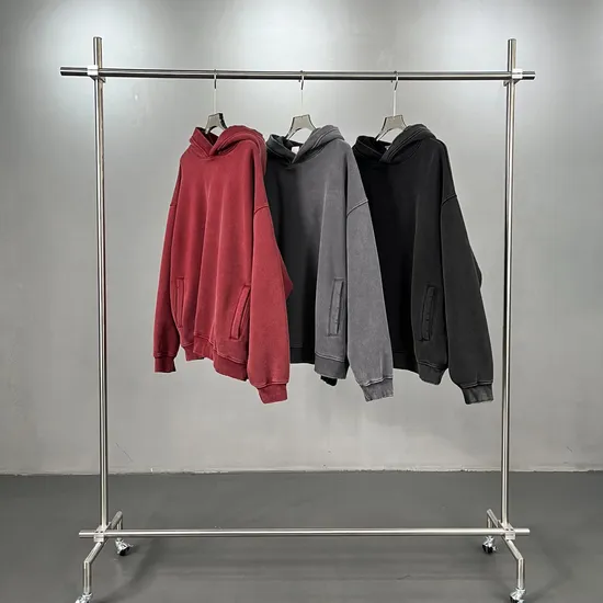 Three Colors Heavyweight Cotton Hooded Top Custom Embroidery Logo Bulk Apparel Order