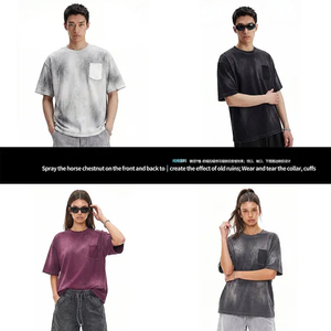 Neutral Tone Ombre Pocket Cotton Tee Allows Small Batch Custom Embroidery and DTG Service