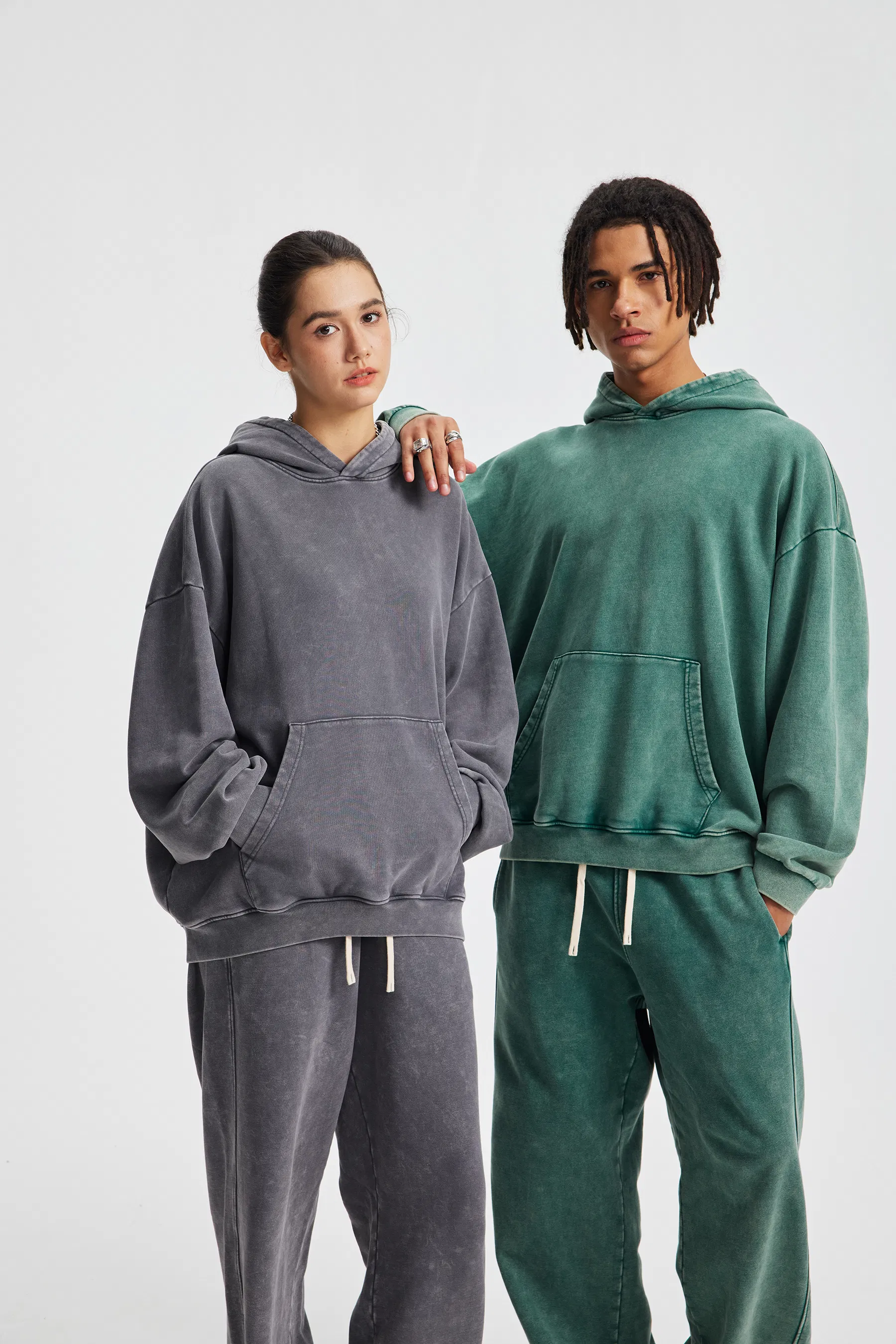 Wax Dyed Vintage Cotton Drop Shoulder Hoodie Custom Logo Embroidery Dtf Bulk Wholesale