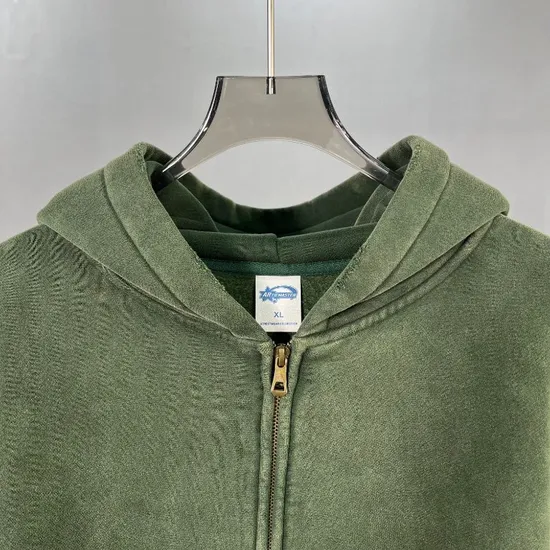 Autumn Winter Casual Boxy Zip Front Hoodie Custom Logo Print Bulk Brand Cooperation