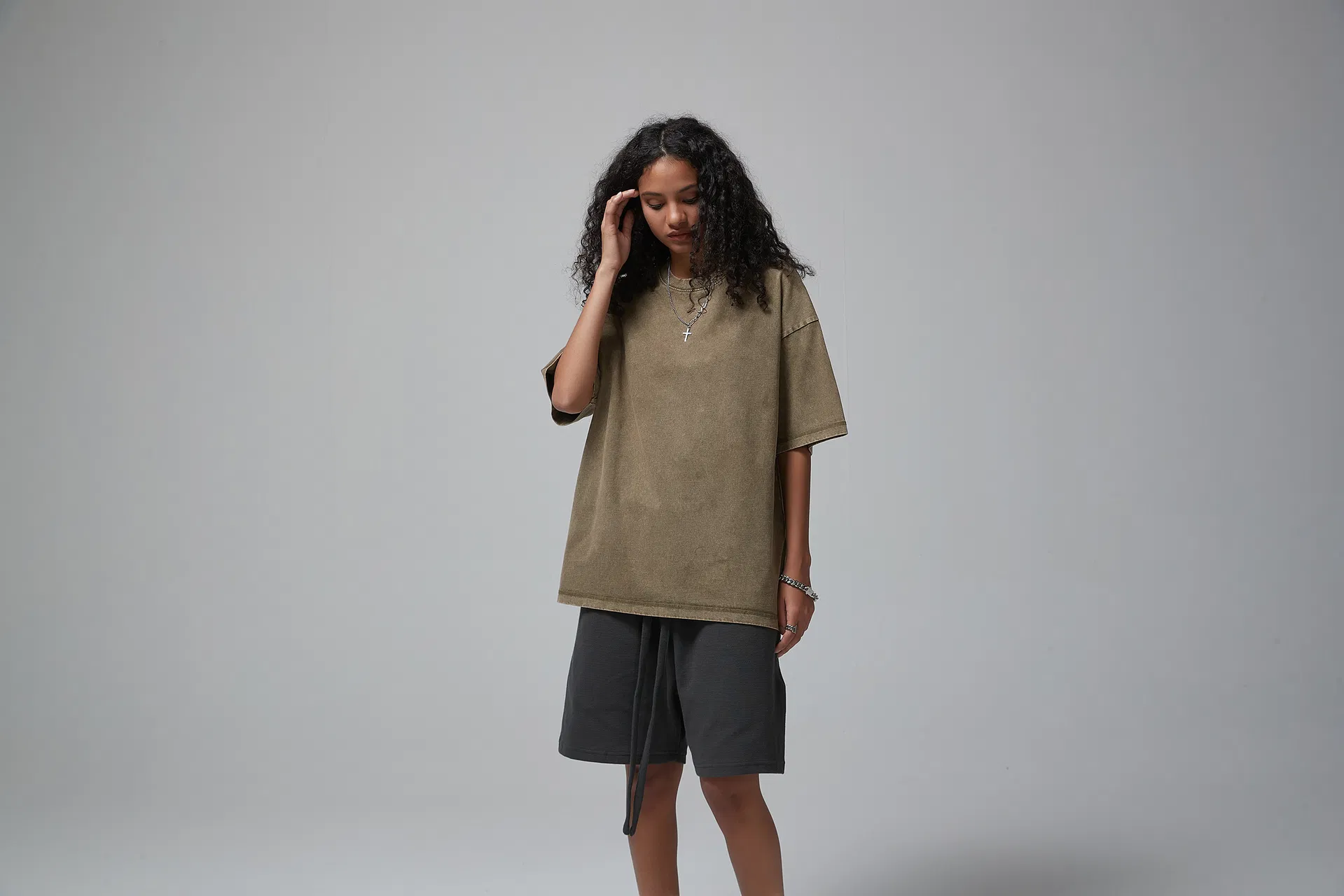 Loose Fit Vintage Washed Cotton T-Shirt Customizable for Uniform Bulk Purchase