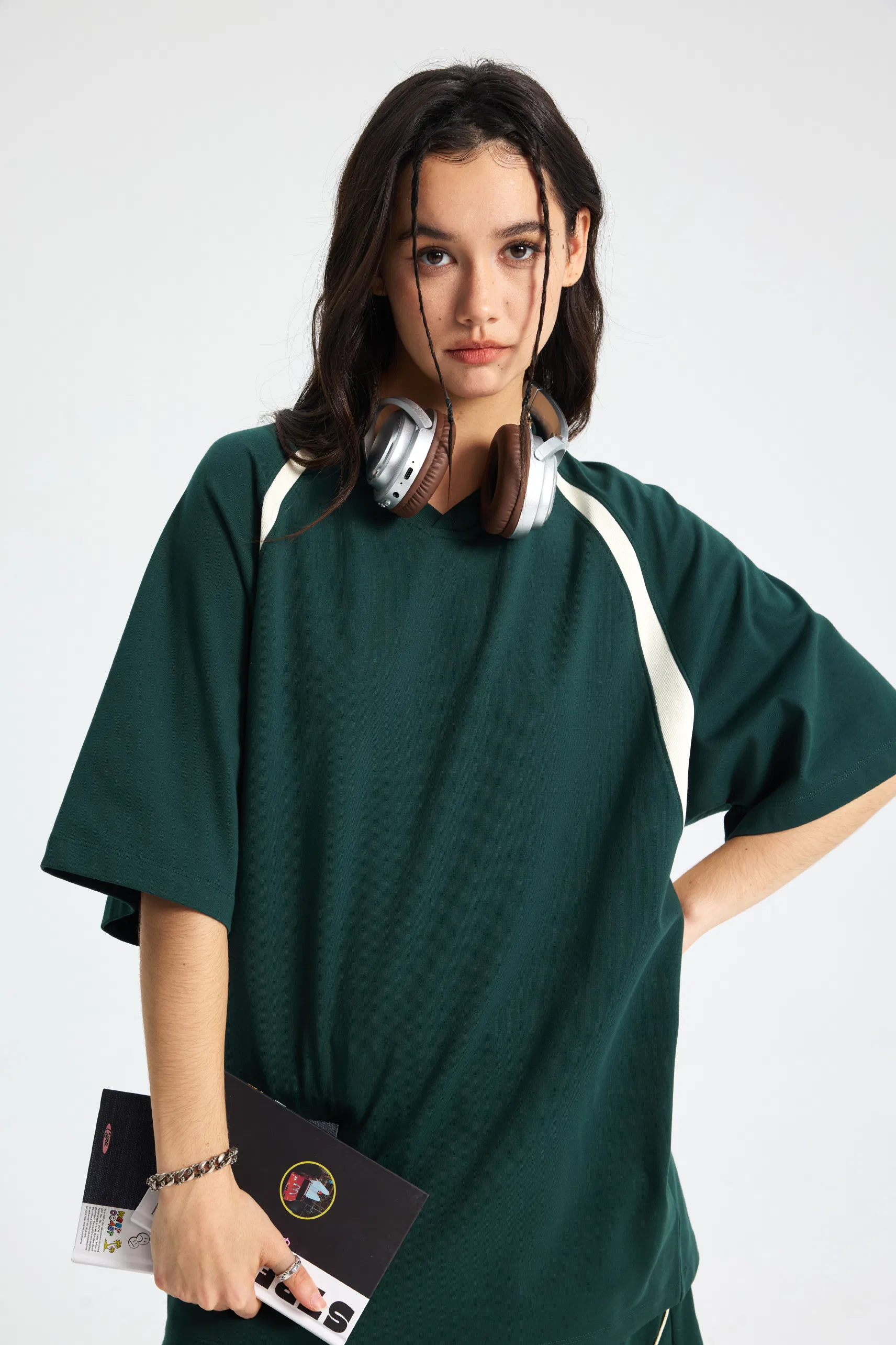 Breathable Cool Pure Cotton Contrast Raglan T-Shirt Make Custom Brand Logo DTG Embroidery Wholesale Service