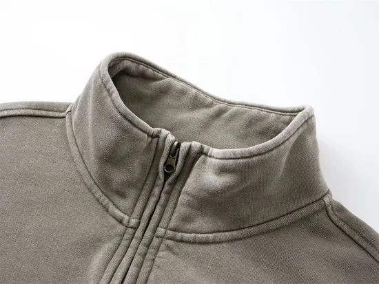 Retro Streetwear Washed Half Zip Sweatshirt Custom Brand Logo Dtf for Retail Wholesale