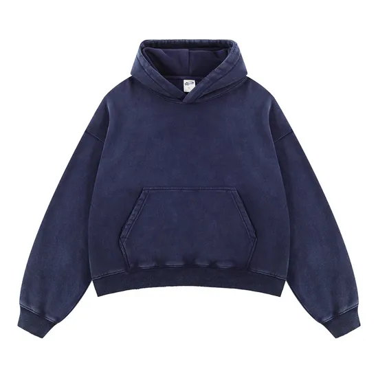 Fleece Lined Snow Wash Distressed Hoodie Custom Logo Embroidery DTG Bulk Wholesale Supply