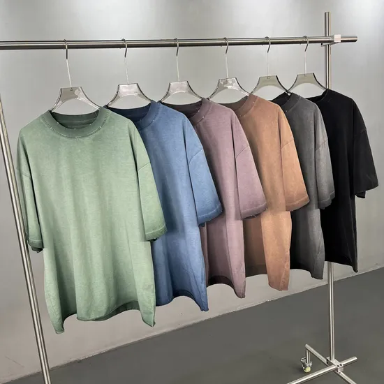 Distressed Edge Cotton Tees Accept Custom Logo DTG Embroidery Bulk Purchase Wholesale