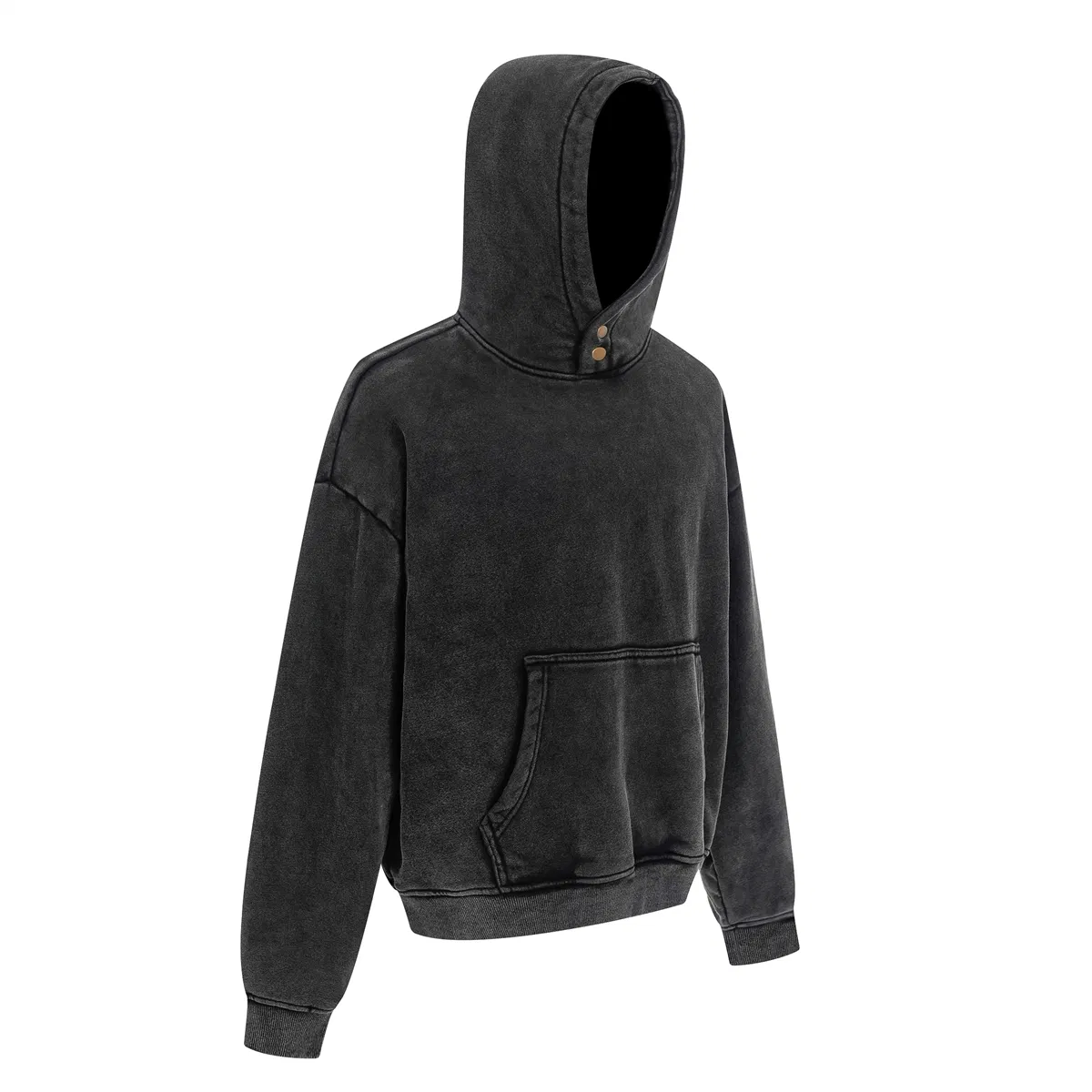 Button Collar Batik Washed Cotton Hoodie Custom Logo Embroidery DTG Bulk Wholesale Supply