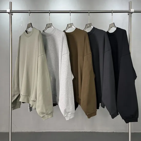 Classic Loose Long Sleeve Cotton Crew Sweatshirt Custom Logo Wholesale for Clothing Brands