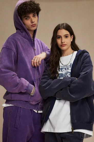 Unisex Oversized Vintage Washed Zip up Hoodie Personal Custom Logo Factory Direct Bulk