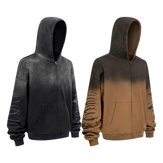 Heavyweight Gradient Cotton Zip Hoodie Custom Embroidery Logo Bulk Apparel