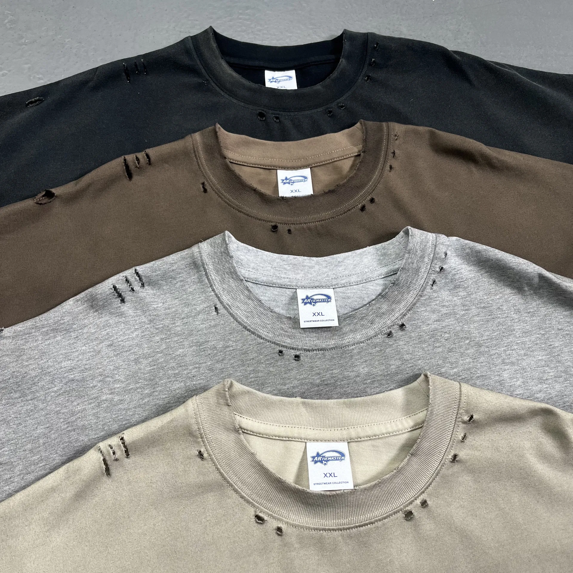 Oversized Vintage Distressed Cotton Blank T-Shirt Supports Custom Logo Embroidery DTG Printing Bulk Orders