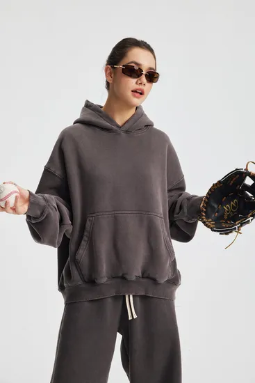 Cropped Drop Shoulder Cotton Hoodie Custom Logo Embroidery Dtf Print Bulk Wholesale Supply